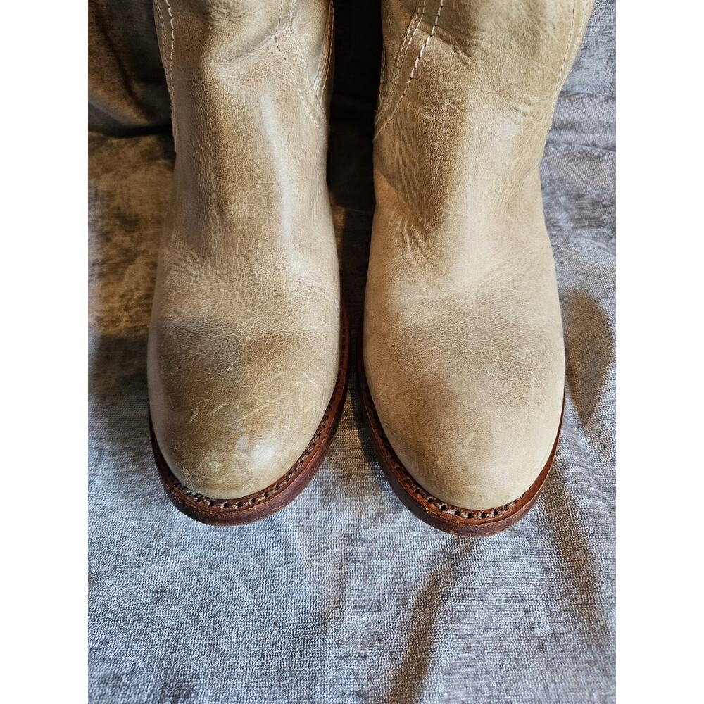 FRYE Jane 18 Inch Cuffed Tan Leather Knee High Boots Women’s US 10 B Pull-On - Picture 5 of 12